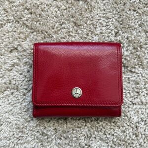 Vintage Mercedes-Benz Red Cowhide Leather Trifold Wallet- Rare